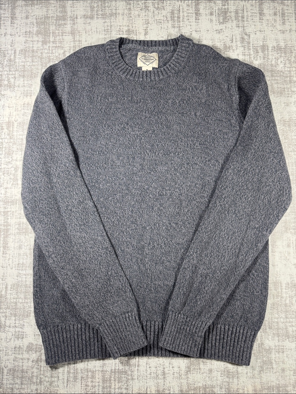 St. John's Bay Men's Medium Gray All Cotton Knit Crew Neck Sweater 25.5X19 PTP